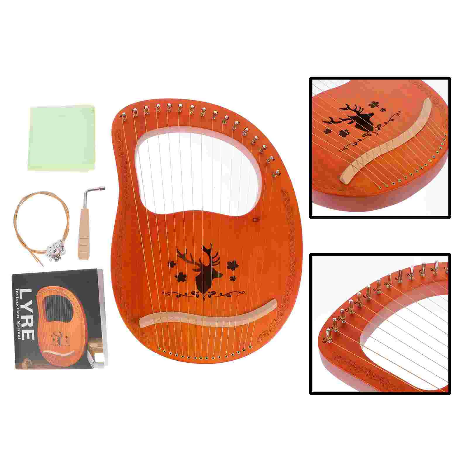 

1 Set of Lyre Harp 16 String Musical Instrument Portable Harp String Instrument