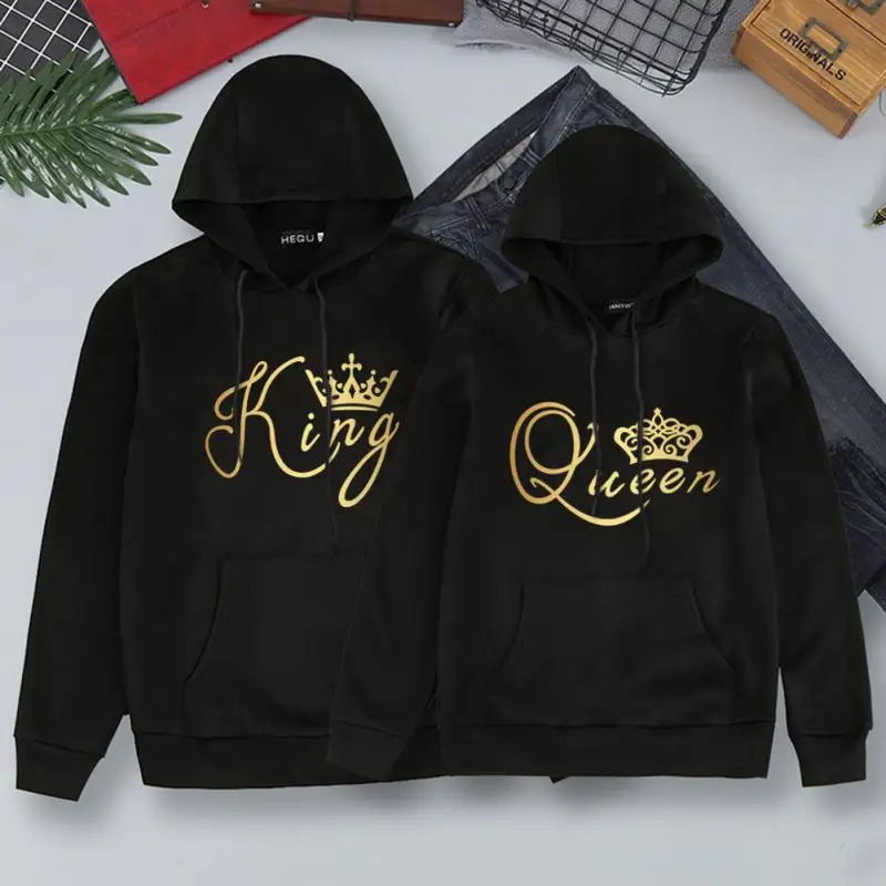 Couple Casual Pullovers Men's Drawstring Tracksuits Spring Winter Fashion Printed Sweatshirt Lovers Hooded Sweatshirt Male Top