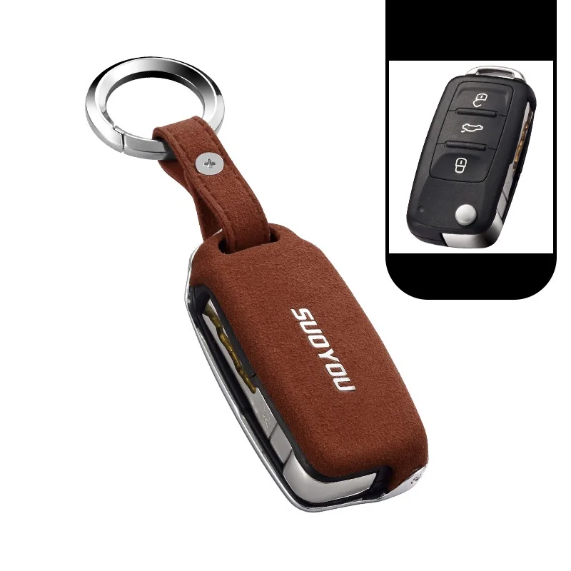 

Car Key Case Cover Genuine Leather Galvanized Alloy For Volkswagen MK6 Tiguan Passat Golf 4 5 6 POLO Cc Bora Skoda