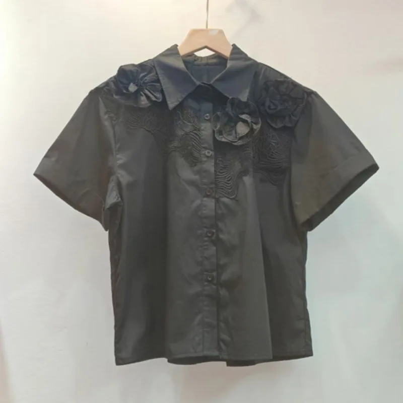 Женская кружевная блузка Neploe с цветочной 3D вышивкой элегантная Свободная