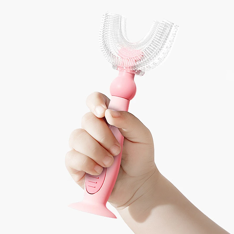 

Kids Toothbrush U-Shape Infant Toothbrush With Handle Silicone Oral Care Cleaning Brush For Toddlers Ages 6-12