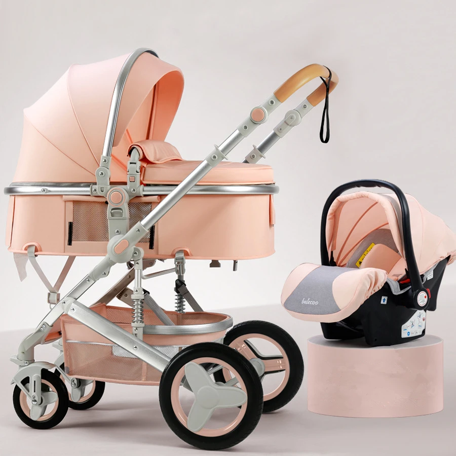 High Landscape Baby Stroller 3 in 1 With Car Seat and Stroller Luxury Infant Stroller Set Newborn Baby Car Seat Trolley 8 Gifts
