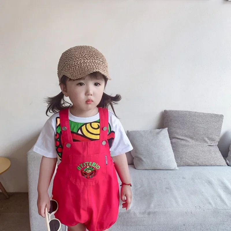 Детские брюки детский комбинезон хлопковый джинсовый с мультяшным рисунком