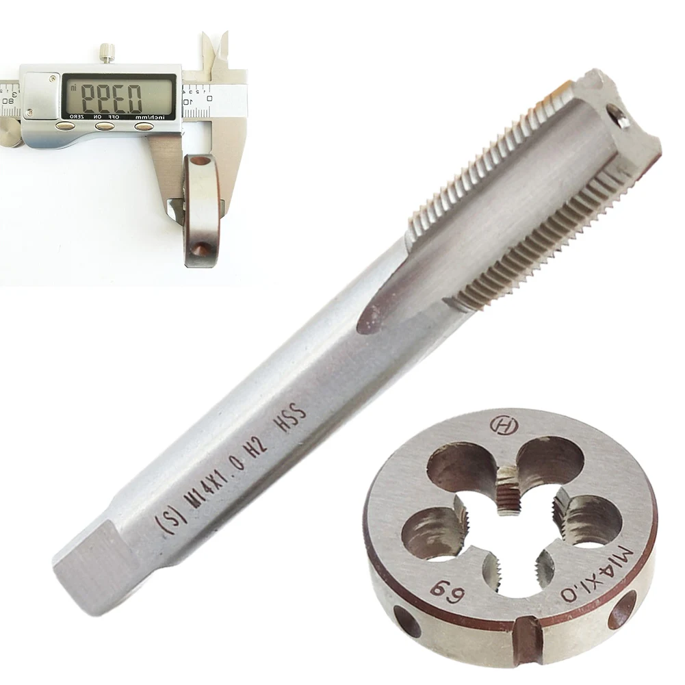 

Набор метчиков и штампов M14 X 1,0 мм, 2 шт./комплект, 2 шт./набор, аксессуары, прочные высокоскоростные стальные детали, портативный серебристый н...