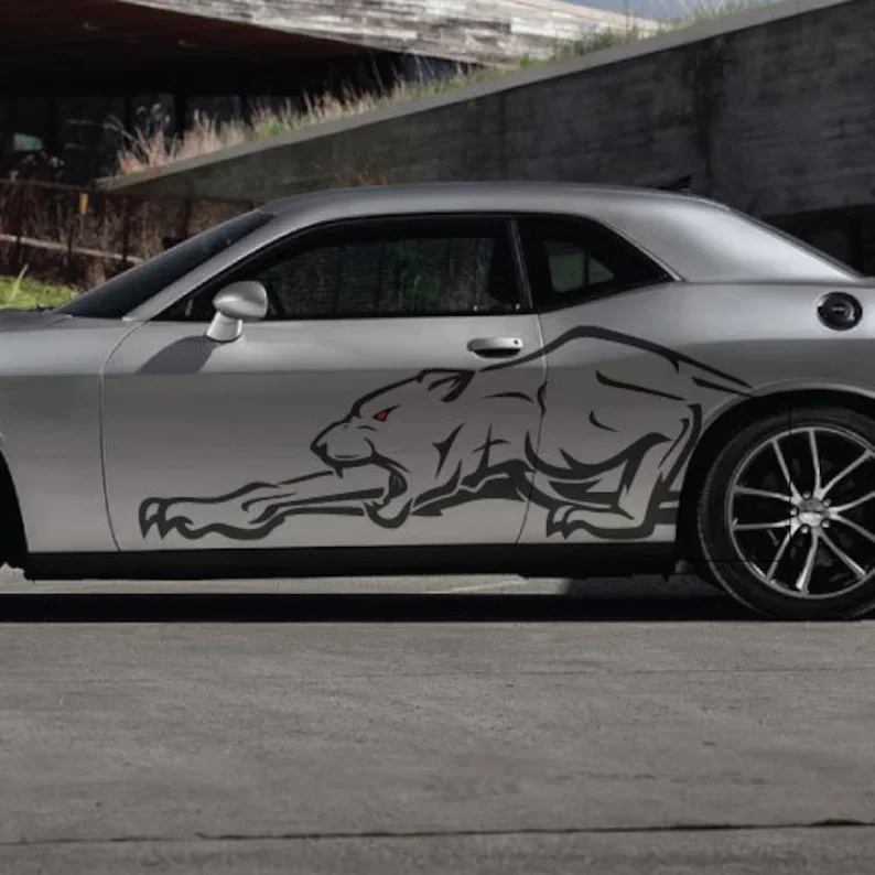 

Big Hunting Cat Fit Dodge Challenger Tattoo Design Junk Tribal Door Side Pickup Truck Truck Car Vinyl Graphics Decal Sticker