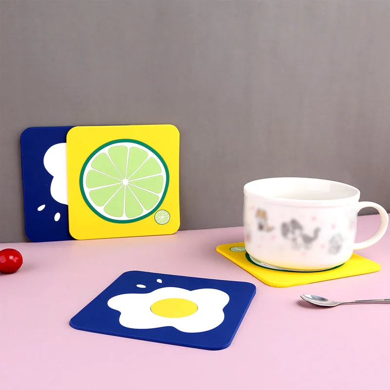 

1pc Cute Fruit Egg Cup Coaster Silicone Cup Pad Slip Insulation Pad Cup Mat Hot Drink Holder Mug Stand Home Kitchen Accessories