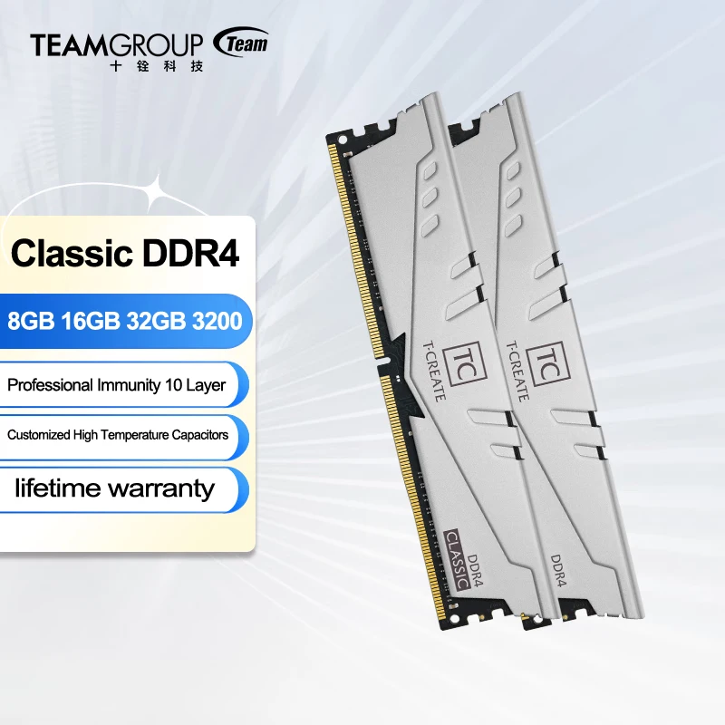 TEAMGROUP T-Create Classic 10 л DDR4 16 ГБ 32 ГБ 64 Гб комплект 3200 МГц (PC4 25600) CL22 модуль оперативной памяти для настольного компьютера
