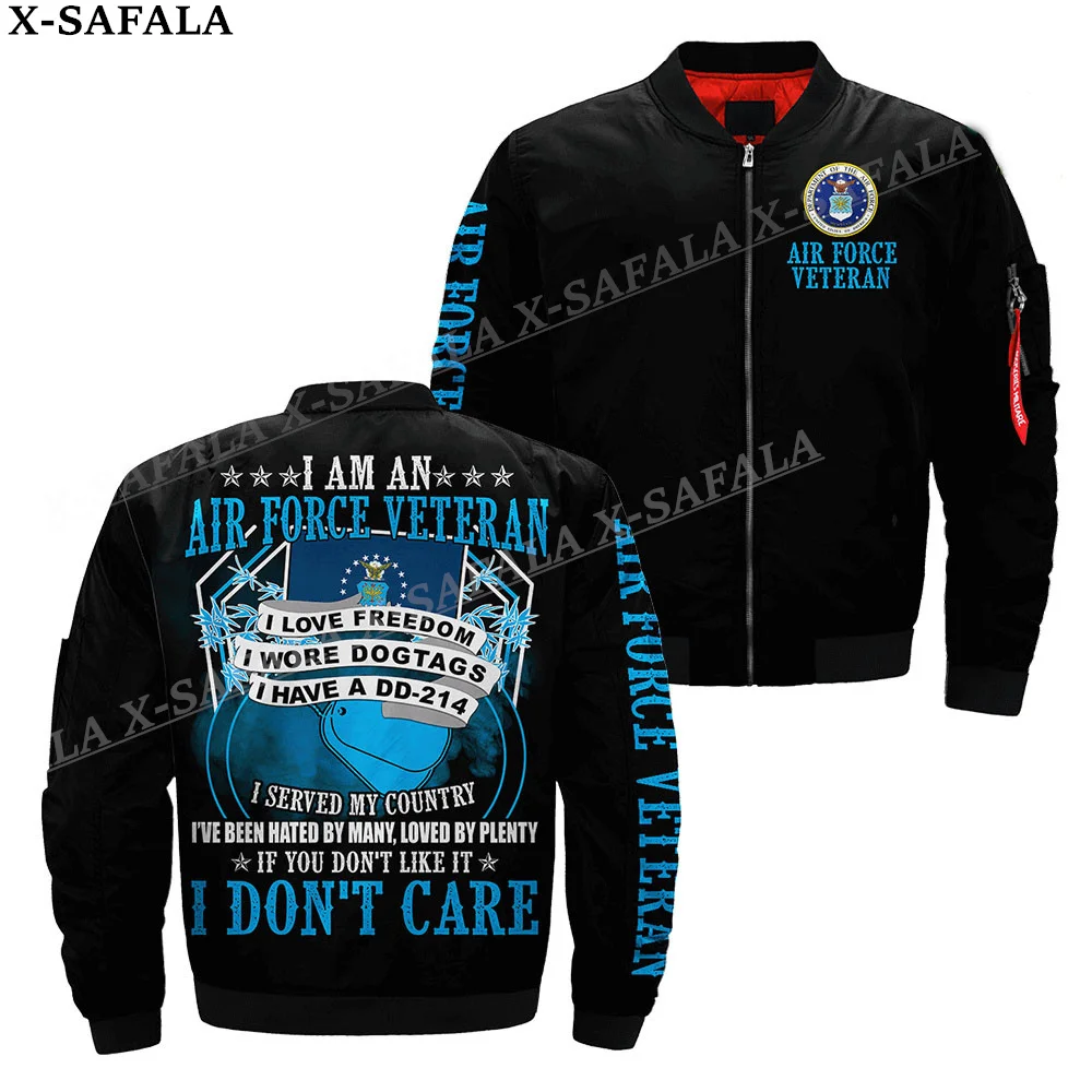 AIRFORCE Veterans Army 3D Bomber Jackets Zipper Flight Jacket Casual Thick Coat Unisex Harajuku Women Streetwear-5