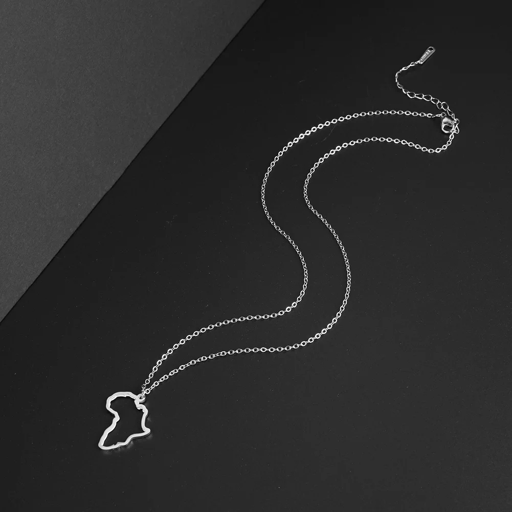 Skyrim полые африканские карты ожерелье из нержавеющей стали для женщин