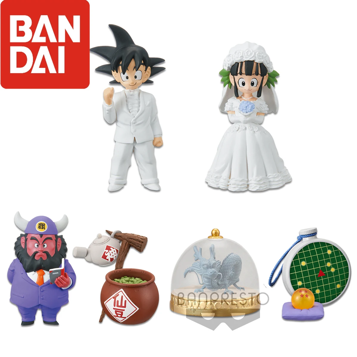 

Original Banpresto Wcf Dragon Ball Anime Figure Treasure Rally Goku Chichi Gyuumaou Wedding Dress Action Doll Collectible Toys