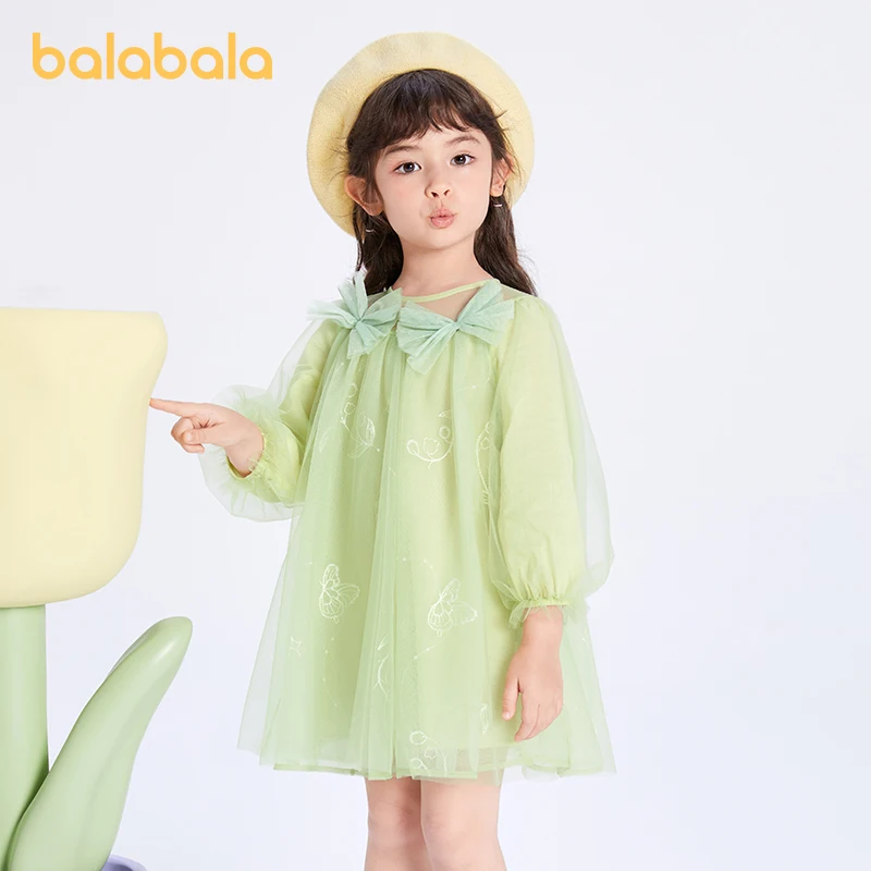 

Платье для маленьких девочек Balabala, Новинка весна-осень 2023, Сетчатое милое модное удобное платье принцессы