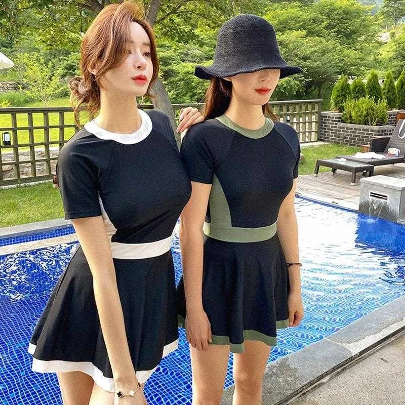 

Swimsuit Womens Dress Style Covering Belly Thin Backless Korean Ins