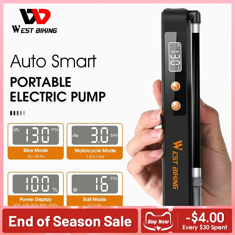 Portable Wireless 130psi Tire Inflator Motorcycle Ball Bicycle Fast Electric Pump
