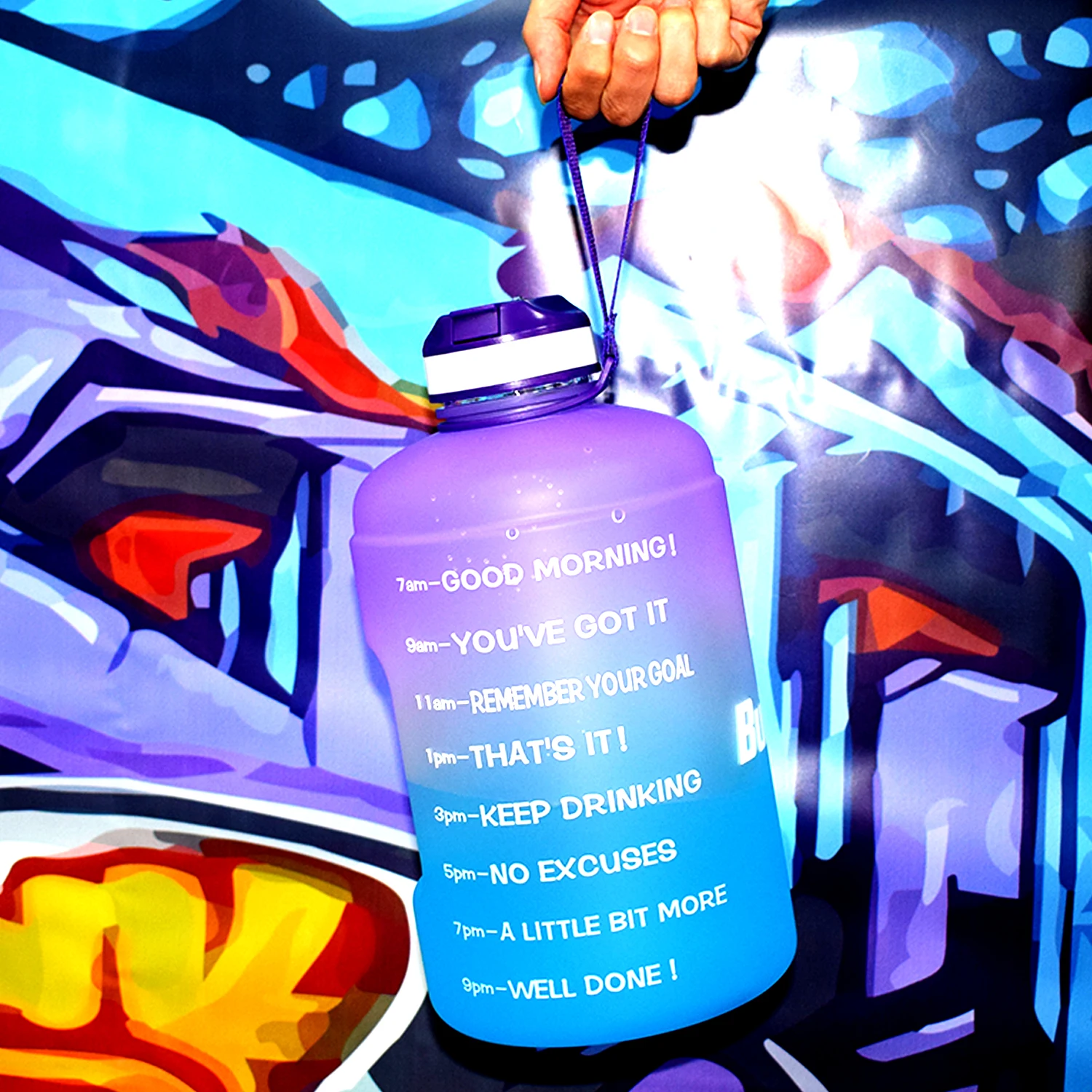 Бутылка для воды объемом 1 галлон с маркером времени в виде соломинки 3 78 л 2 не