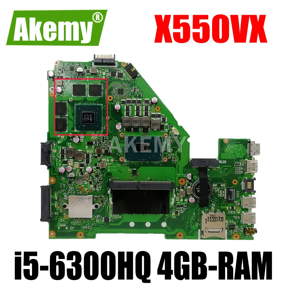 

Материнская плата Akemy X550VX для ноутбука ASUS X550VX X550V FH5900V, оригинальная материнская плата 4GB-RAM I5-6300HQ GTX950M