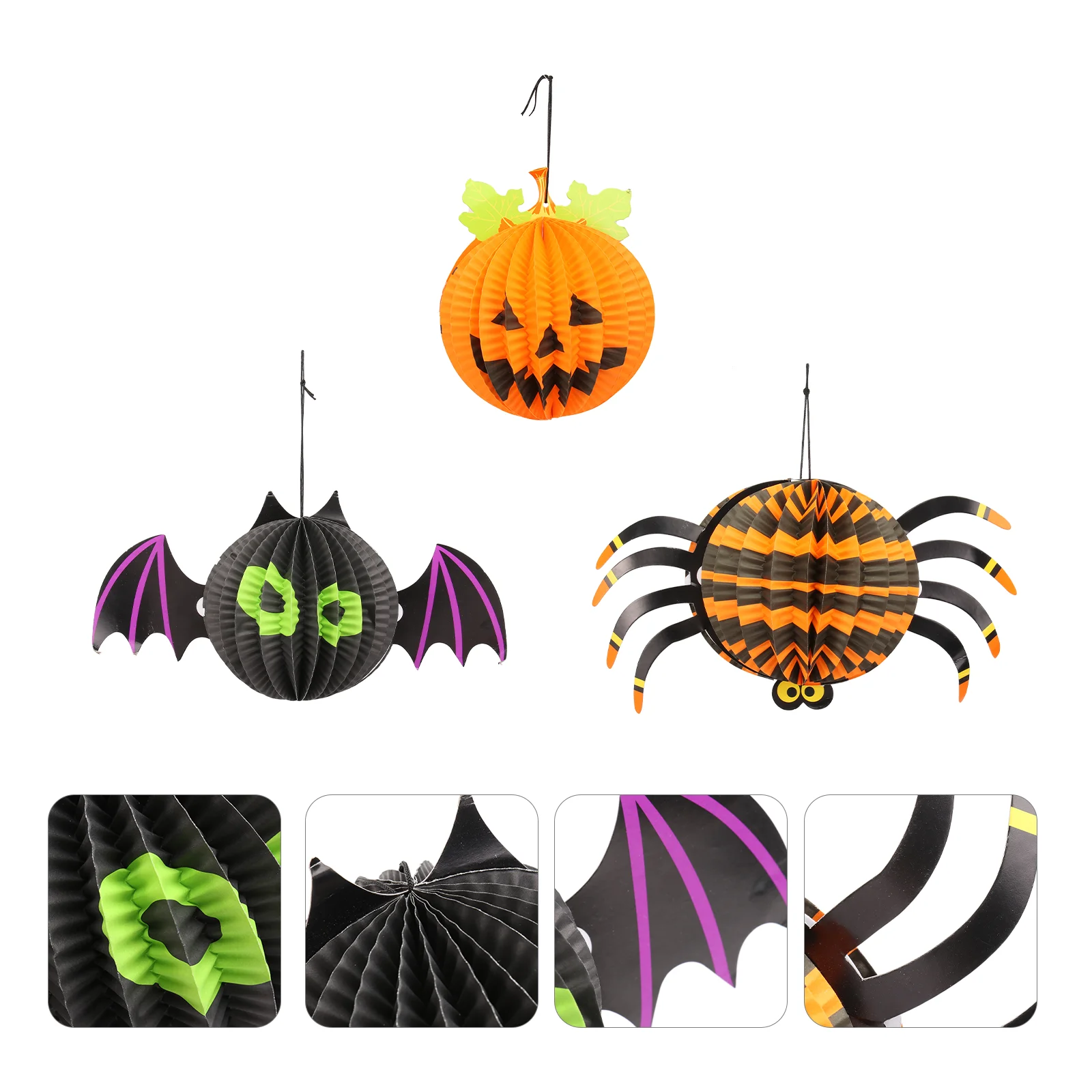 

3PCS Paper Funny Spooky Creative Pumpkin Lantern for Bars Decoration