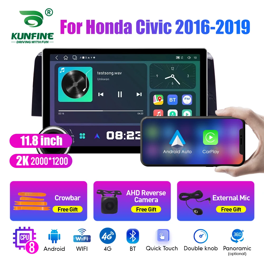 11 8-дюймовый 2K двойной ручкой 2 Din автомобильный радиоприемник для Honda Civic 2016-2019 DVD