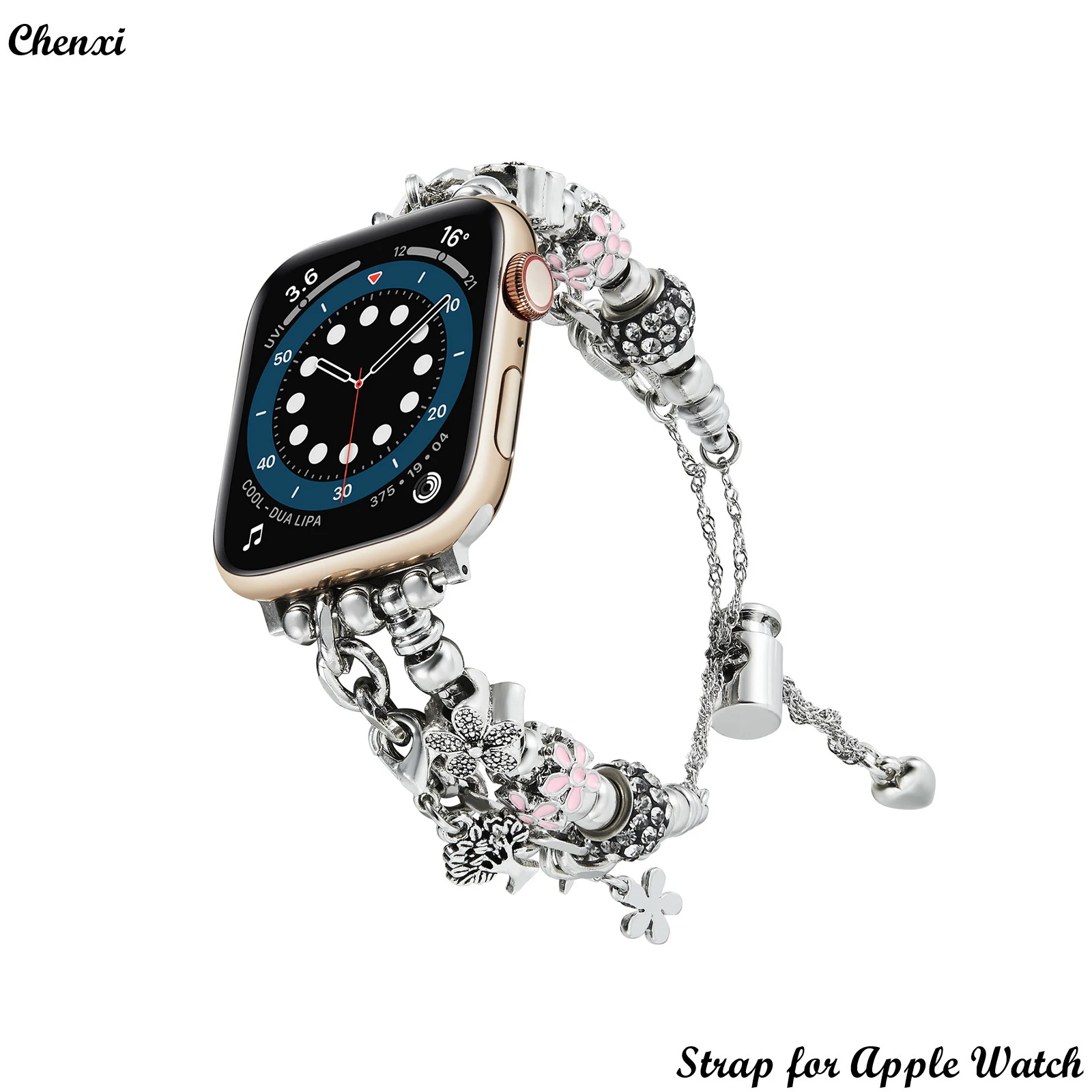 Metal strap for Apple watch band bracelet chain for iwatch series87654321SE Ultra38 40 41 42 44 45 49mm lady's band wrist sweet