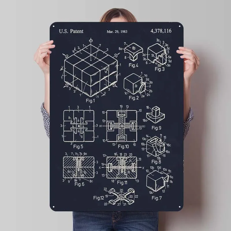 Rubiks куб игрушка ржавчины Жестяная Табличка Знак настенный Декор Гостиная