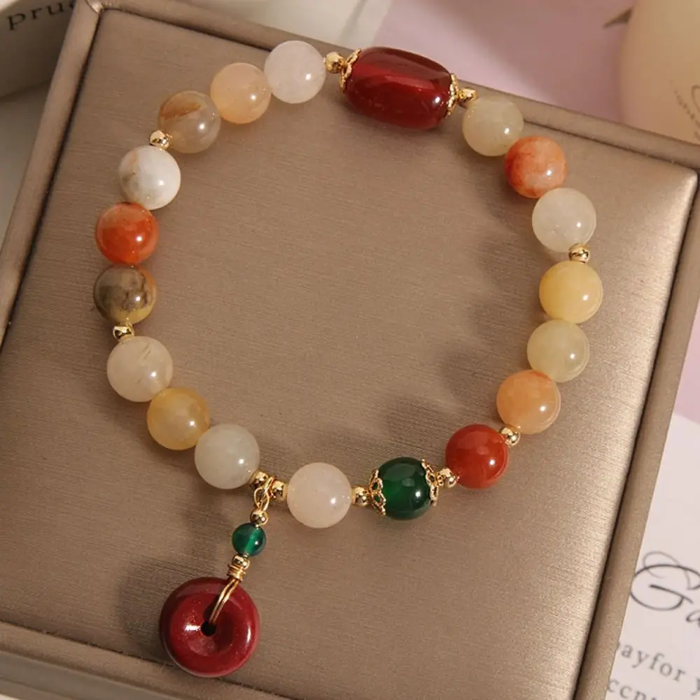 

Natural Agat Stone Beads Bracelet For Women Vintage Agate Gourd Round Jade Beaded Bracelets Girls Hand Rings Jewelry Accessories