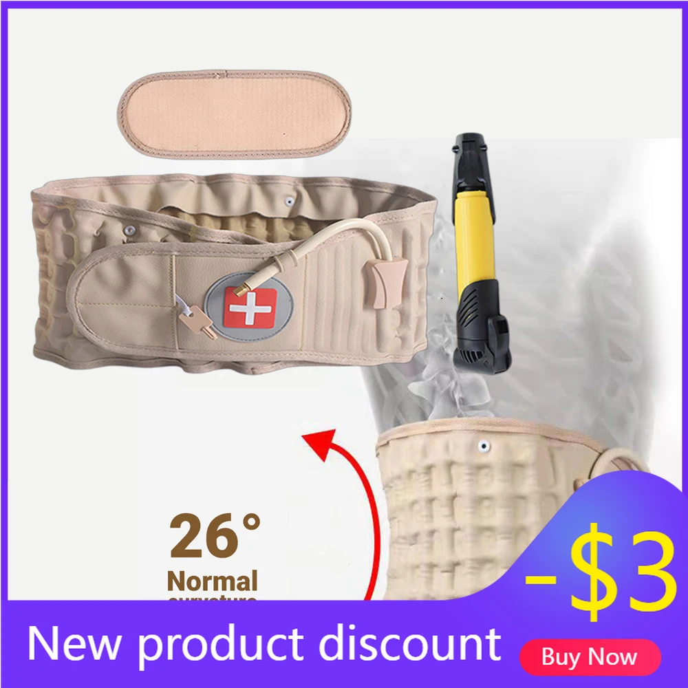 

Decompression Lumbar Support Belt Waist Air Traction Brace Spinal Back Relief Belt Backach Pain Release Massager Unisex Massager