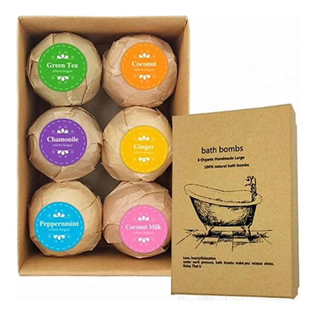 180g 6 Packs In 1 Box Soap Handmade Essential Oil Soap Moisturizing Bath Salt Soap Bubble Shower Bombs Ball Body Cleaner Spa