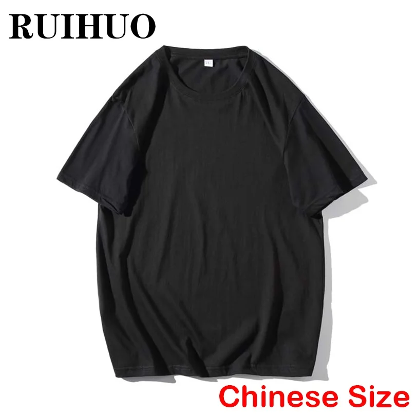 Однотонная Винтажная Футболка RUIHUO для мужчин бесплатная доставка футболки
