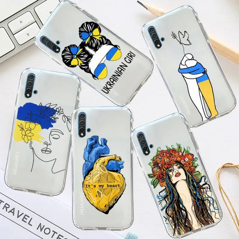 

Ukraine girl deisgn pattern Phone Case Transparent for Huawei honor P mate Y 30 40 20 50 8 70 10 9 a i x c pro lite prime smart