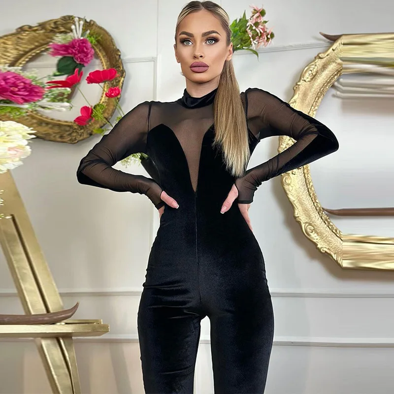Сексуальный комбинезон Gtpdpllt для женщин зимний цельный клубный наряд прозрачный