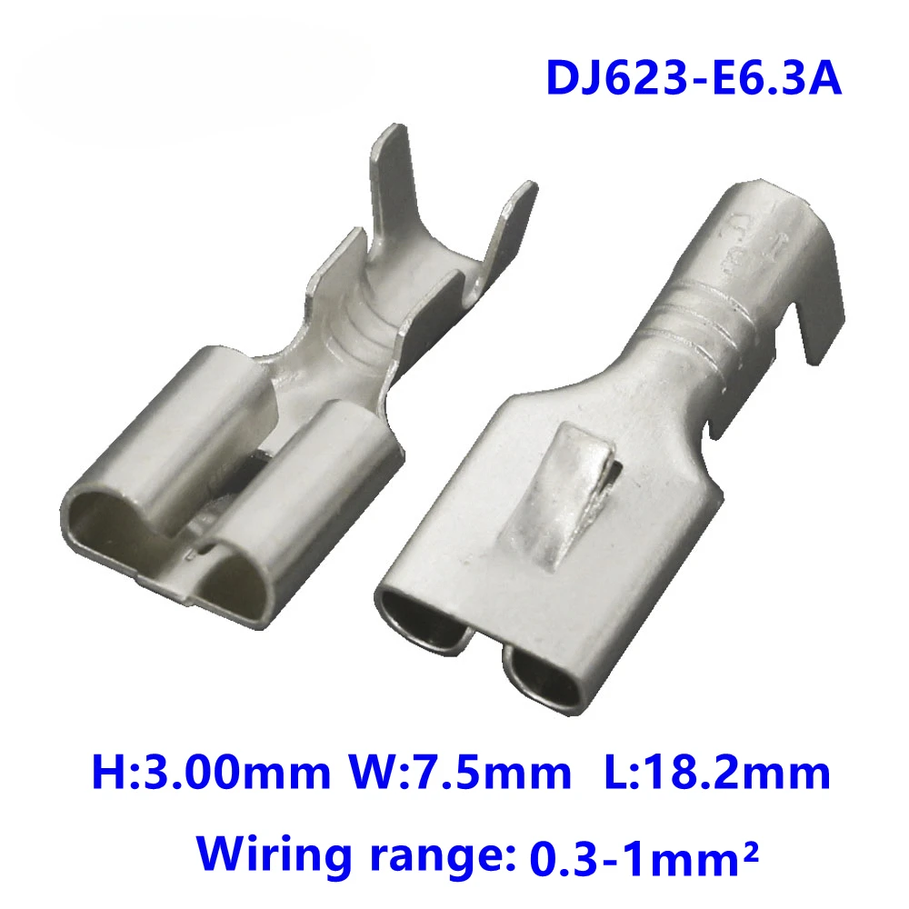 100 шт., обжимная Клемма из латуни, серия 6,3, 0,4