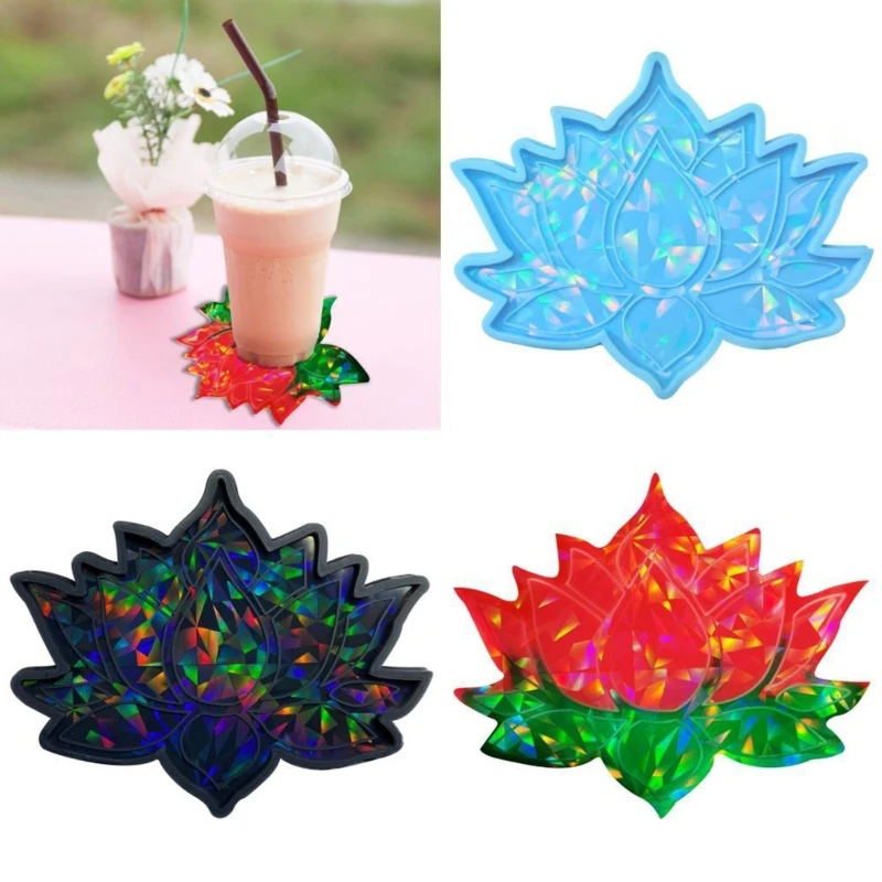 

Holographic Lotus Rose Palm Coaster Storage Tray Cup Mat Casting Silicone Mould DIY Jewelry Making Tool Crystal Epoxy Resin Mold