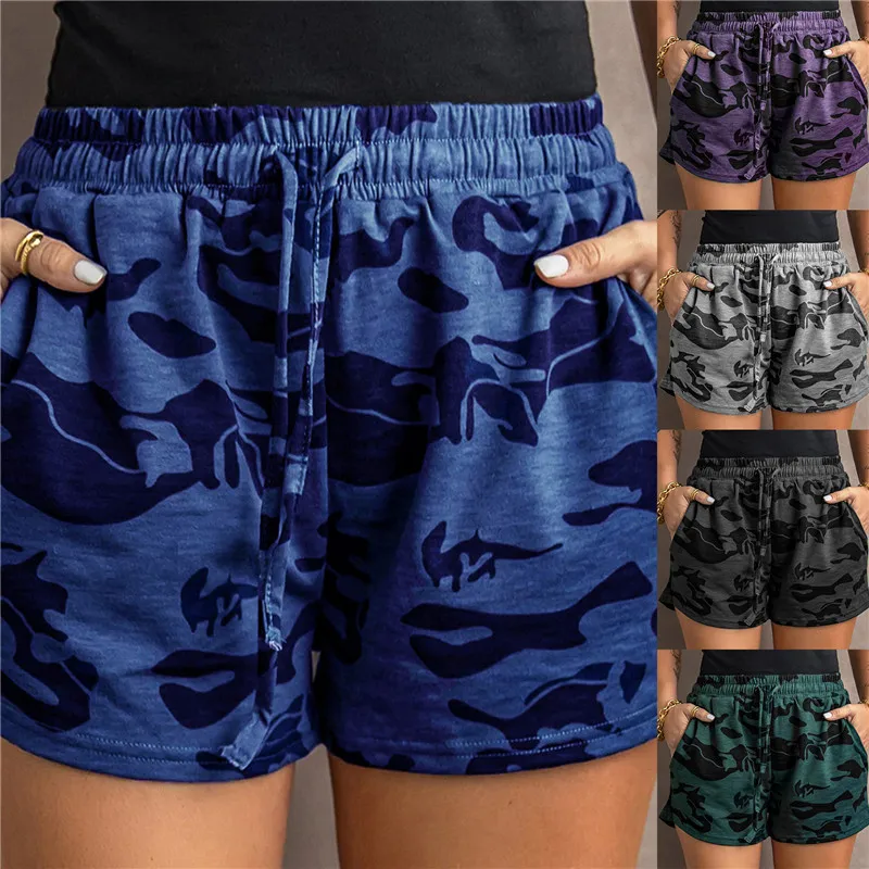 

Women Fashion Camouflage Short High Waist Drawstring Streetwear Style Casual Wide Leg Shorts Loose Mini Short Pants Cargo Shorts
