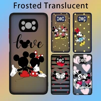 mickey and minnie love for xiaomi poco m3 x3 nfc gt 11 note 10 10s 10t 9 8 cc9 ultra lite pro frosted translucent phone case