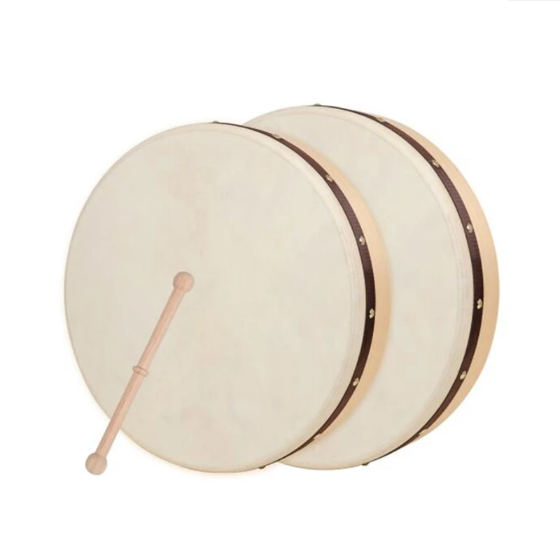 

Music Learner Tamborine Round Percussion Sheepskin Drumhead Wooden Dia Drum Tambourine
