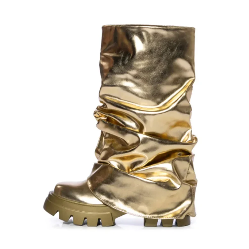 Arden Furtado 2024 металлические кожаные средние ботинки современные на платформе с