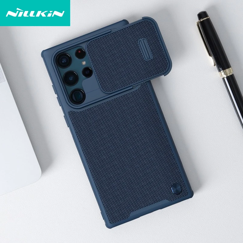 

NILLKIN For Samsung Galaxy S22 Ultra Case Textured Spring Cover Nylon Fiber Weaving Slide Camera Cover For Samsung S22 Ultra 5G