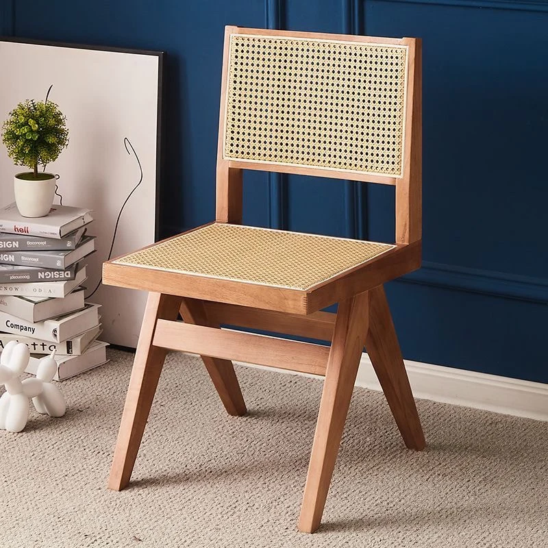 

Nordic Rattan Dining Chair Balcony Office Back Rest Living Room Chairs Indoor Kitchen Cadeiras De Jantar Home Furniture A2