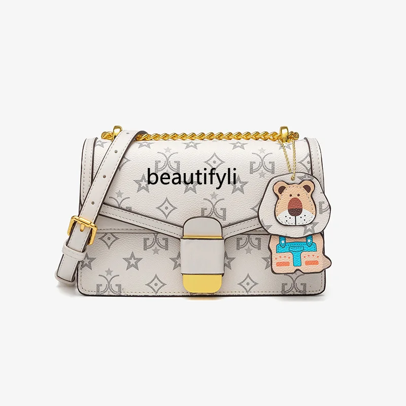 

yj Women's Bag 2022 New Fashion Stylish Good Texture All-Match Shoulder Messenger Bag Small Square Bag