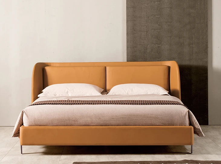 

Итальянская зеркальная роскошная кровать, современная простая 1,8 м, двойная кровать, дизайнерская Минималистичная металлическая кожа, искусство