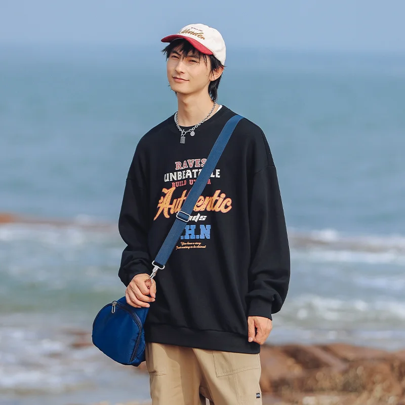 

O-neck Hoodies Man Autumn New Fashionable Cool Letter Printed Couples Loose Hong Kong Style Casual Young Sweatshirts Men