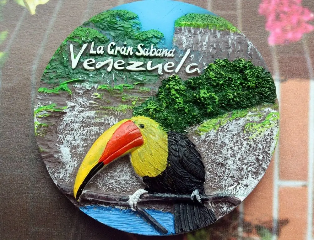 

Gran Sabana Keel-billed Toucan Venezuela Tourism Travel Souvenir 3D Resin Refrigerator Fridge Magnet Home Decor