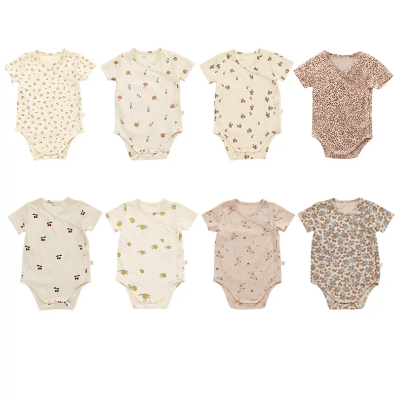 Summer Newborn Rompers Soft Cotton Print Bodysuit Short-sleeve Baby Clothes Unisex Onesie