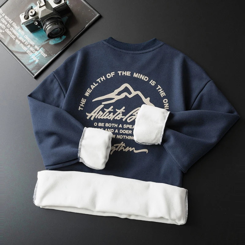 KSTUN зимняя мужская толстовка на флисовой подкладке с круглым вырезом утепленные