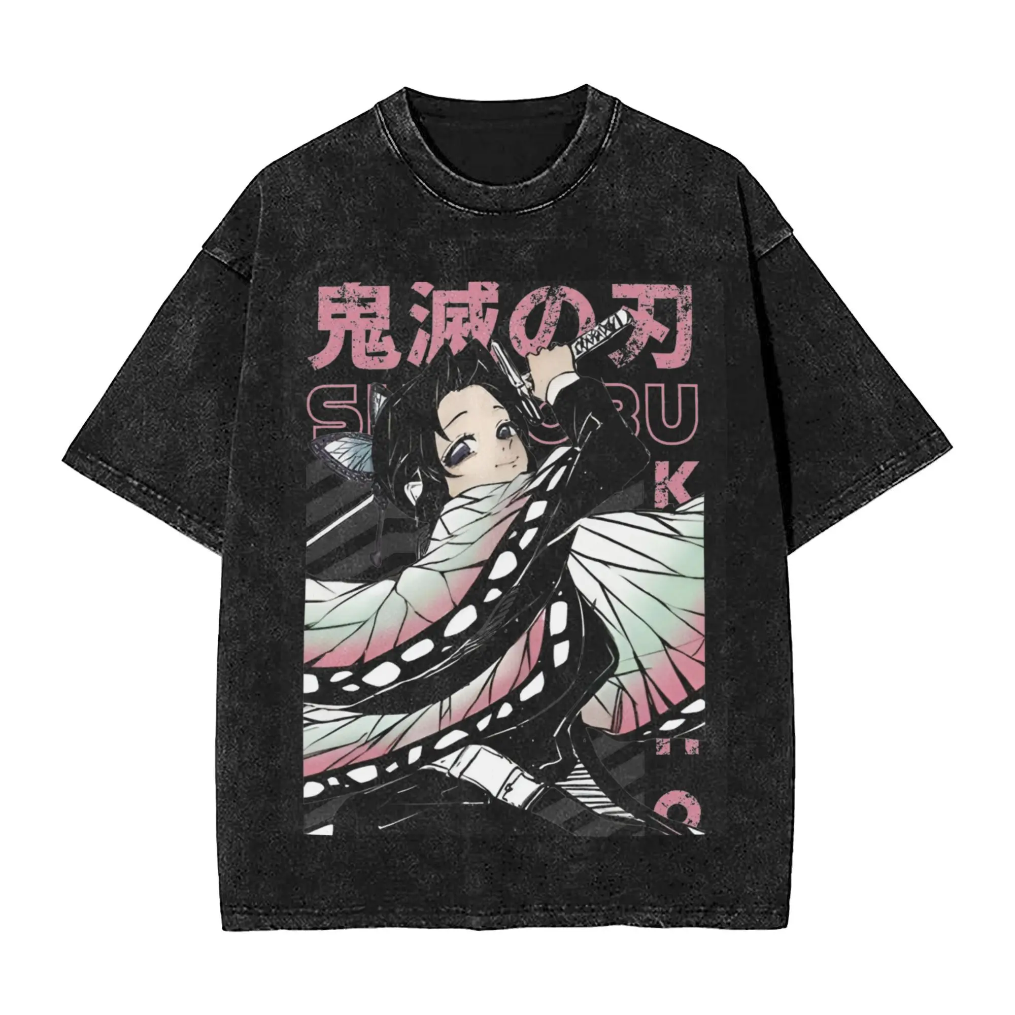 Shinobu Kochoo Demoned Slayered Washed футболки уличная одежда в стиле хип-хоп крутые топы мужские
