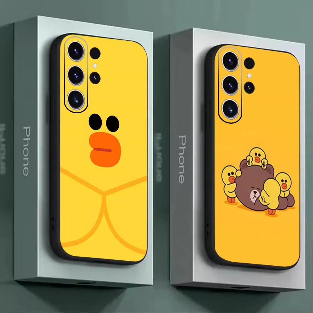 Фото Чехол для телефона LINE FRIENDS CUTE ANIMAL для Samsung Galaxy S26 S25 S24 S23 S22 S21 Plus Ultra Note20, мягкий, черный №2
