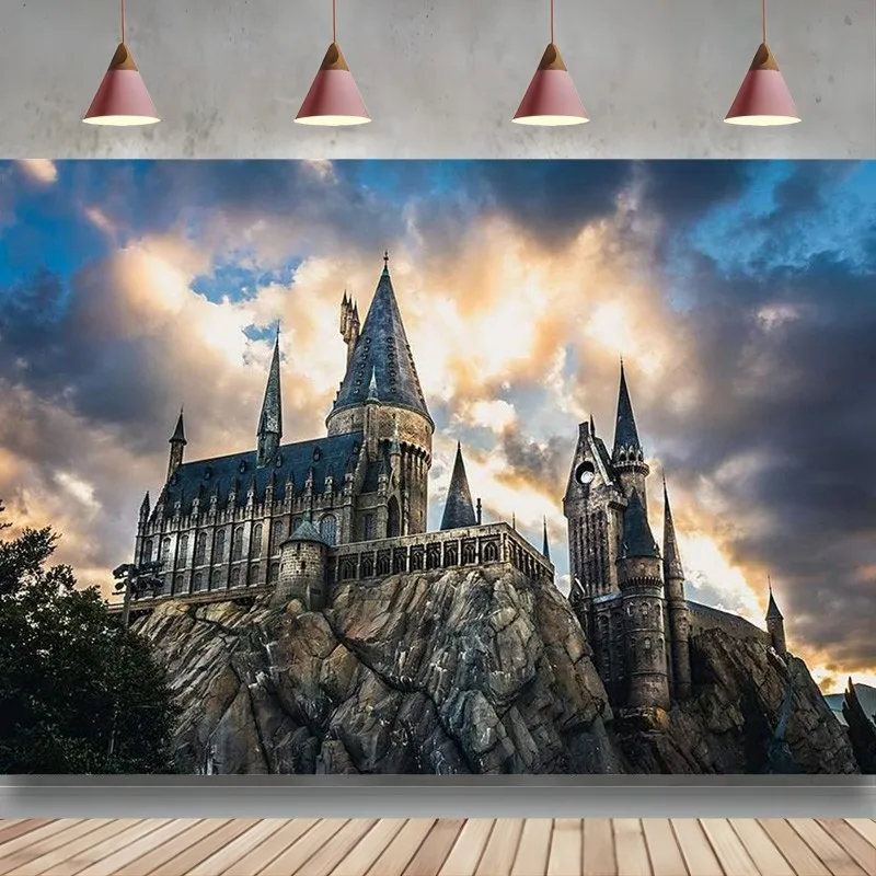 

Magic Castle Witch Wizard Backdrop Photography Background Sorcerer Party Banner Decors for Child Kid Portrait Photo Booth Props