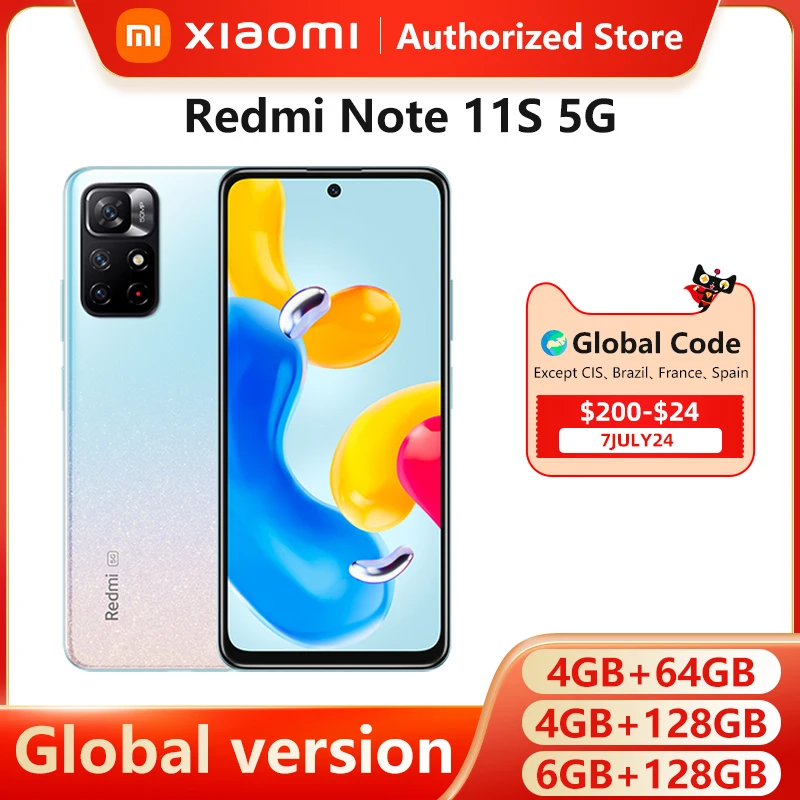 Смартфон Xiaomi Redmi Note 11S 810 дюйма NFC 33 Вт быстрая зарядка 50 МП тройная камера с