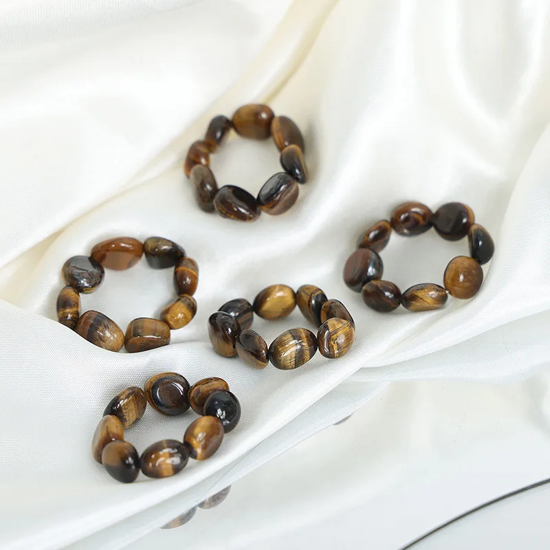 Женское кольцо с натуральным тигровым глазом Marka винтажное эластичное