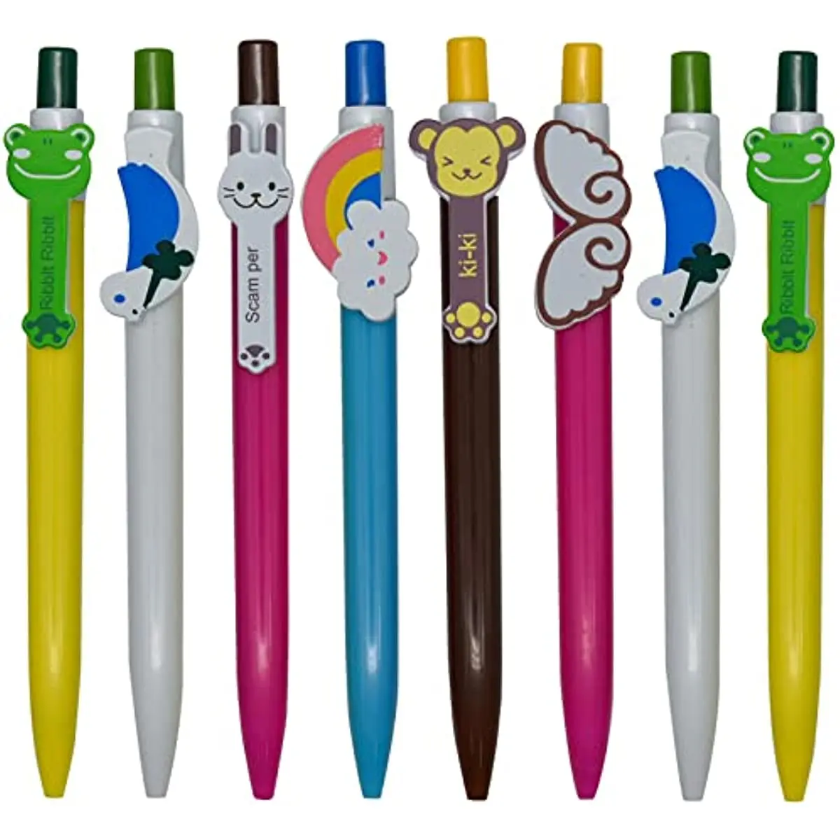 30 Pcs Retractable Ballpoint Pens Butterfly Rainbow Pigeon Rabbit Monkey Frog Cartoon Animal Blue Ink Stationery School Office