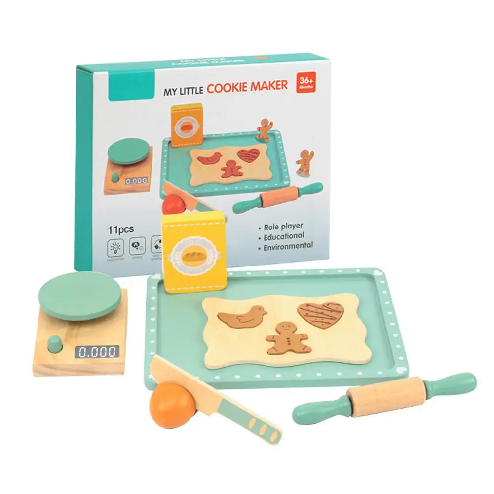 

Children Wooden Kitchen Pretend Play Toys Simulation Biscuits Baking Early Educational Toys For Boys Girls Gifts